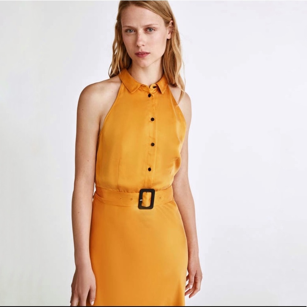 Uterque  Yellow sleeveless midi dress